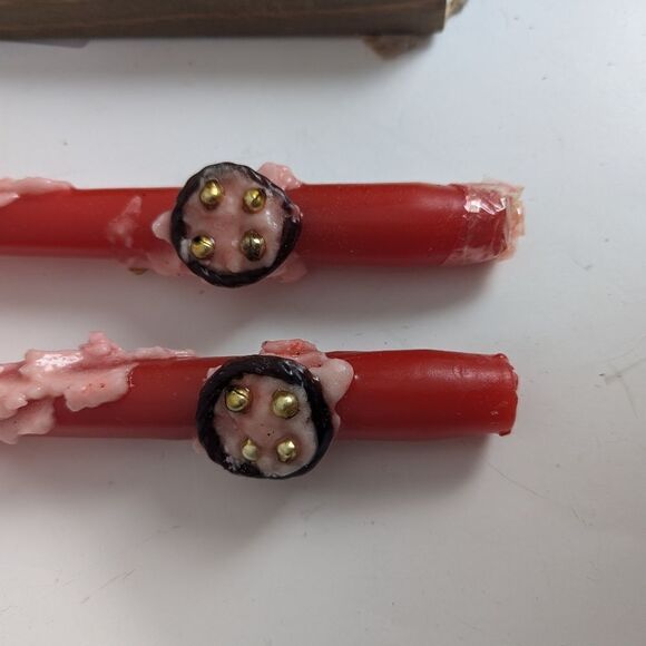 christmas candles, 1950s xmas decor, taper candles, Holiday Jeweled candles, NWB - Picture 3 of 7